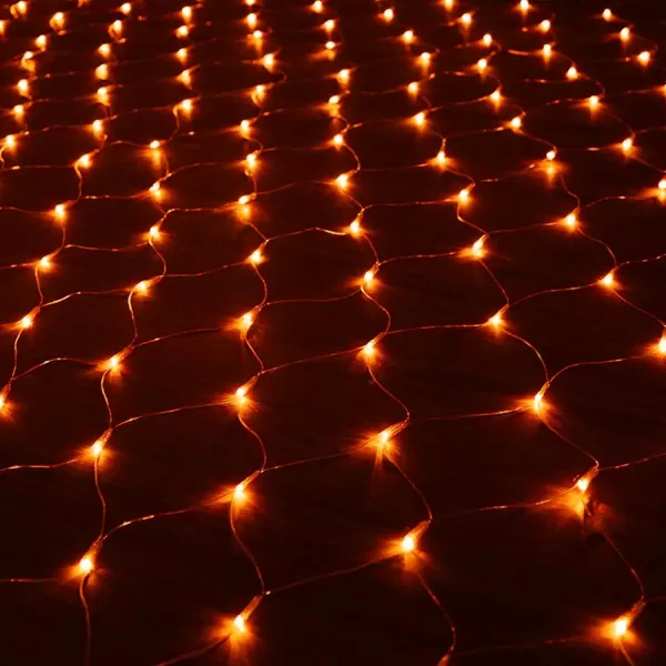 Dazzle Bright Christmas 360 LED Net Lights 12FT x 5 FT Connectable Waterproof String Lights with 8 Modes Christmas Decorations for Indoor Outdoor Xmas Party Yard Garden Decor WhiteOrange