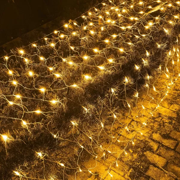 Dazzle Bright Christmas 360 LED Net Lights 12FT x 5 FT Connectable Waterproof String Lights with 8 Modes Christmas Decorations for Indoor Outdoor Xmas Party Yard Garden Decor WhiteWarm White