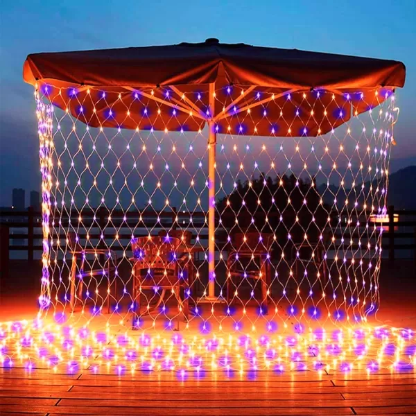 Dazzle Bright Christmas 360 LED Net Lights 12FT x 5 FT Connectable Waterproof String Lights with 8 Modes Christmas Decorations for Indoor Outdoor Xmas Party Yard Garden Decor WhitePurple  Orange