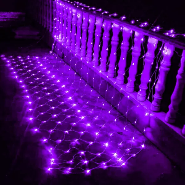 Dazzle Bright Christmas 360 LED Net Lights 12FT x 5 FT Connectable Waterproof String Lights with 8 Modes Christmas Decorations for Indoor Outdoor Xmas Party Yard Garden Decor WhitePurple