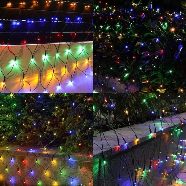 Dazzle Bright Christmas Net Lights 360 LED 12FT x 5 FT Green Wire Waterproof Connectable String Lights with 8 Modes Christmas Outdoor Lights for Bush Garden Party Wedding Holiday Decoration WhiteMulticolor