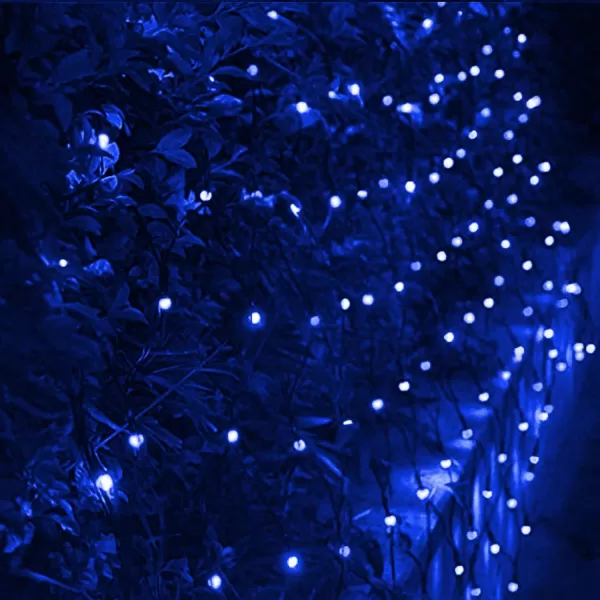 Dazzle Bright Christmas Net Lights 360 LED 12FT x 5 FT Green Wire Waterproof Connectable String Lights with 8 Modes Christmas Outdoor Lights for Bush Garden Party Wedding Holiday Decoration WhiteBlue