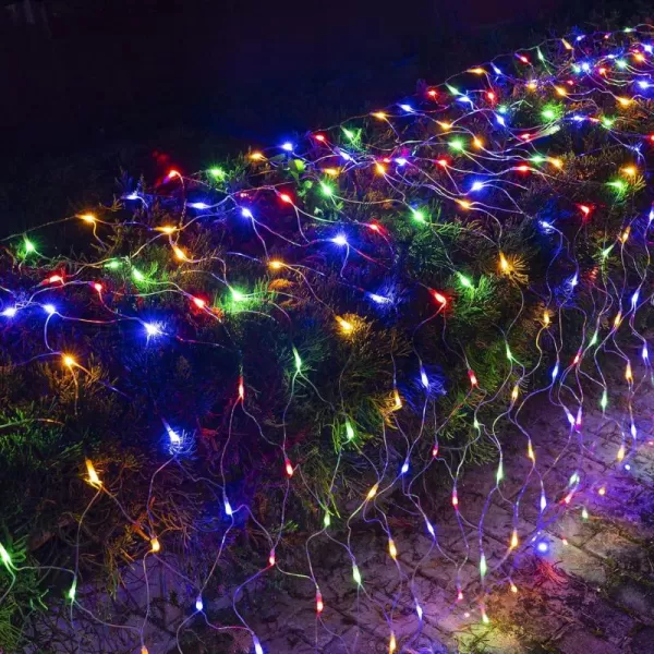 Dazzle Bright Christmas 360 LED Net Lights 12FT x 5 FT Connectable Waterproof String Lights with 8 Modes Christmas Decorations for Indoor Outdoor Xmas Party Yard Garden Decor WhiteMulticolor