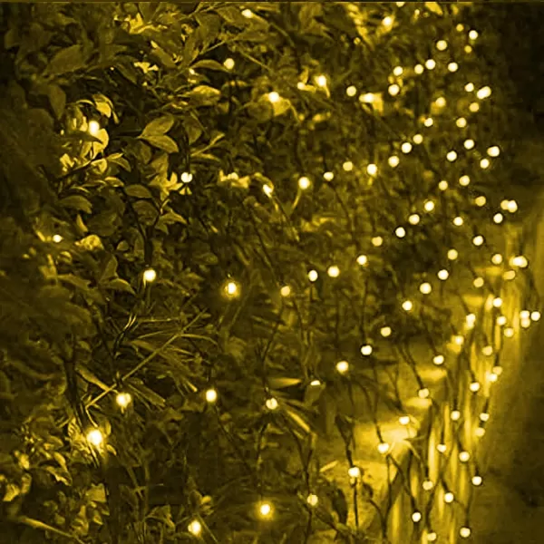 Dazzle Bright Christmas 200 LED Net Lights 98 FT x 66 FT Connectable Mesh Lights with 8 Lighting Modes Christmas Decorations for Indoor Outdoor Bush Yard Garden Decor Warm White Green WireWarm White