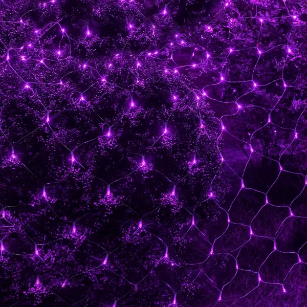 Dazzle Bright Christmas 200 LED Net Lights 98 FT x 66 FT Connectable Mesh Lights with 8 Lighting Modes Christmas Decorations for Indoor Outdoor Bush Yard Garden Decor Warm White Green WirePurple