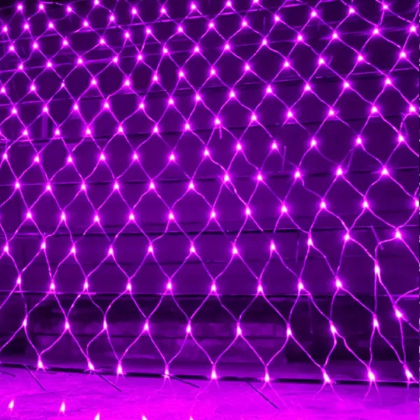 Dazzle Bright Christmas 200 LED Net Lights 98 FT x 66 FT Connectable Mesh Lights with 8 Lighting Modes Christmas Decorations for Indoor Outdoor Bush Yard Garden Decor Warm White Green WirePurple