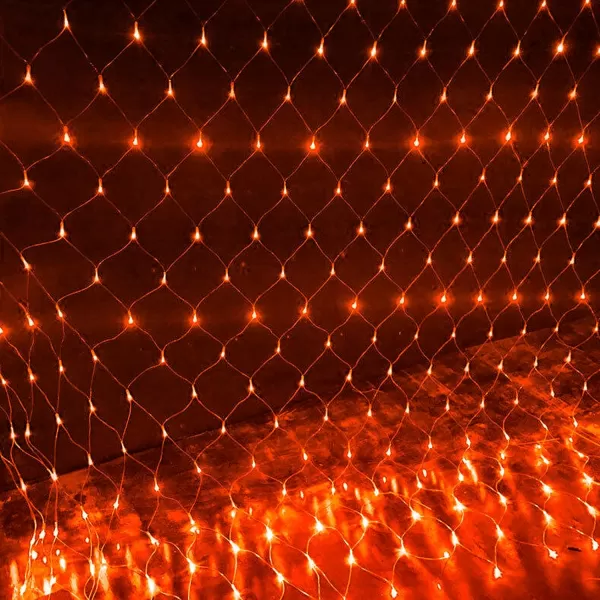 Dazzle Bright Christmas 200 LED Net Lights 98 FT x 66 FT Connectable Mesh Lights with 8 Lighting Modes Christmas Decorations for Indoor Outdoor Bush Yard Garden Decor Warm White Green WireOrange