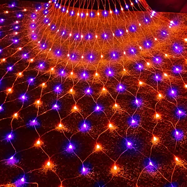 Dazzle Bright Christmas 200 LED Net Lights 98 FT x 66 FT Connectable Mesh Lights with 8 Lighting Modes Christmas Decorations for Indoor Outdoor Bush Yard Garden Decor Warm White Green WirePurple  Orange