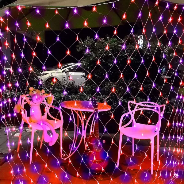 Dazzle Bright Christmas 200 LED Net Lights 98 FT x 66 FT Connectable Mesh Lights with 8 Lighting Modes Christmas Decorations for Indoor Outdoor Bush Yard Garden Decor Warm White Green WirePurple  Orange