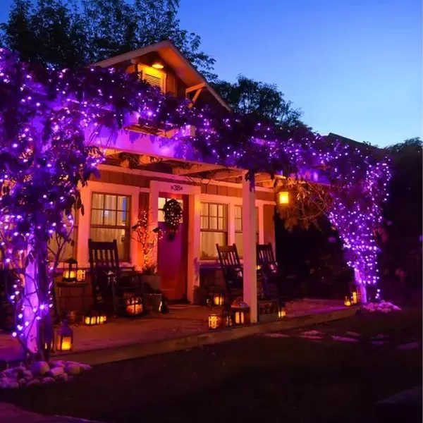 Dazzle Bright 2 Pack Halloween Mini String Lights Total 100LED 32FT Waterproof Battery Operated Fairy Lights 8 Modes Halloween Decorations for Indoor Outdoor Party Garden Decor Purple