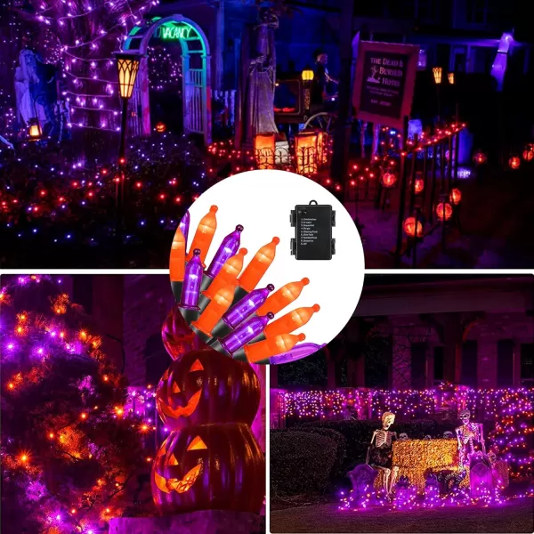 Dazzle Bright Battery Operated Christmas Lights 2 Pack Total 32FT 100LED Clear Mini String Lights Waterproof with 8 Modes for Xmas Indoor Outdoor Yard Holiday Wedding Decorations Red and GreenPurple  Orange