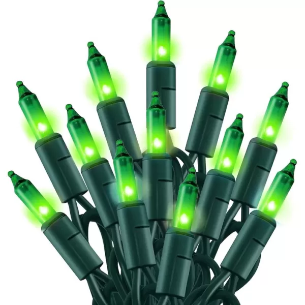 Dazzle Bright St Patricks Day Lights 20FT 100 Count Incandescent Waterproof Mini String Lights Plug in Connectable Christmas Decoration for Indoor Outdoor Home Party Garden Yard GreenGreen