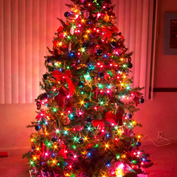 Dazzle Bright 2 Pack Battery Operated Christmas Lights Total 100LED 32FT String Lights with 8 Modes Waterproof Christmas Decorations for Indoor Outdoor Party Decor MultiColored