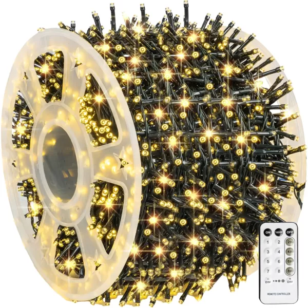 Dazzle Bright Outdoor Christmas String Lights 1000 LED 328 FT Plug in Fairy Light with Remote Control 8 Modes ampamp Timer Waterproof Decoration for Home Garden Yard Xmas Wedding BlueWarm White