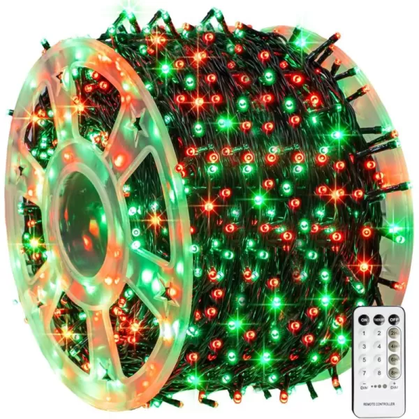 Dazzle Bright Outdoor Christmas String Lights 1000 LED 328 FT Plug in Fairy Light with Remote Control 8 Modes ampamp Timer Waterproof Decoration for Home Garden Yard Xmas Wedding BlueRed and Green