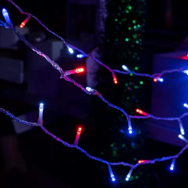 DAZZLE BRIGHT Halloween 300 LED String Lights 100FT Connectable String Lights with 8 Lighting Modes Halloween Decorations for Party Carnival Supplies Indoor Outdoor Yard Garden Decor PurpleRed White and Blue