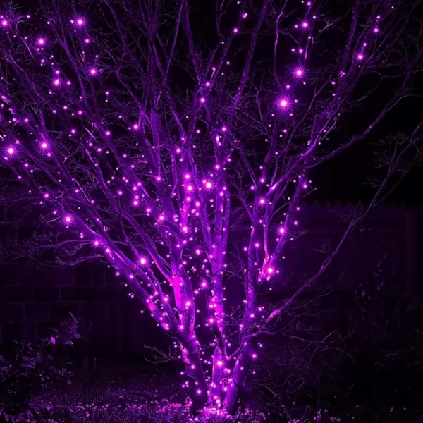 DAZZLE BRIGHT Halloween 300 LED String Lights 100FT Connectable String Lights with 8 Lighting Modes Halloween Decorations for Party Carnival Supplies Indoor Outdoor Yard Garden Decor PurplePurple