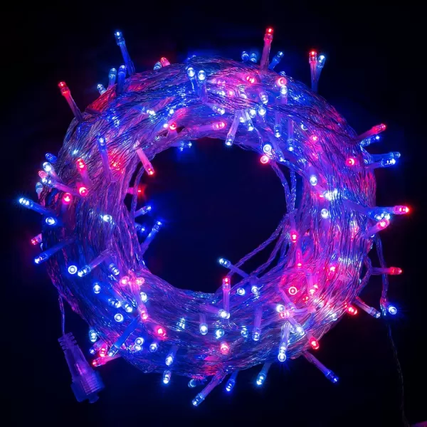 DAZZLE BRIGHT Halloween 300 LED String Lights 100FT Connectable String Lights with 8 Lighting Modes Halloween Decorations for Party Carnival Supplies Indoor Outdoor Yard Garden Decor PurpleRed White and Blue