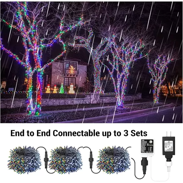 Dazzle Bright 300 LED Christmas String Lights 100 FT Connectable Waterproof String Lights Green Wire with 8 Modes Christmas Decorations for Indoor Outdoor Xmas Party Yard Garden Warm WhiteWarm White  Multicolored