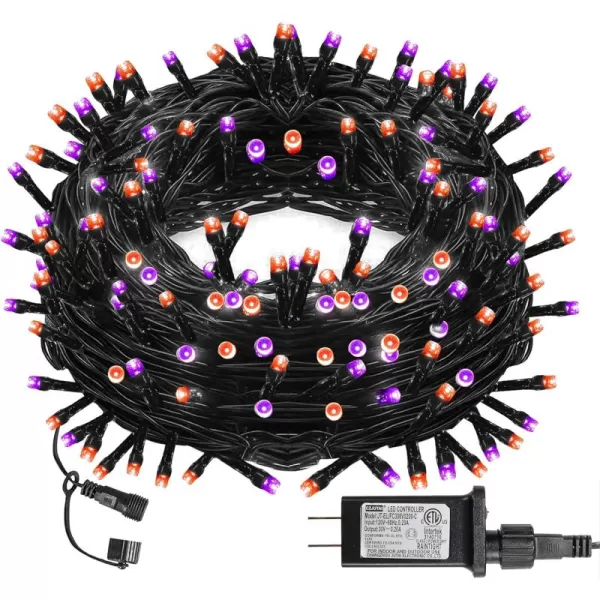 Dazzle Bright 300 LED Christmas String Lights 100 FT Connectable Waterproof String Lights Green Wire with 8 Modes Christmas Decorations for Indoor Outdoor Xmas Party Yard Garden Warm WhitePurple  Orange