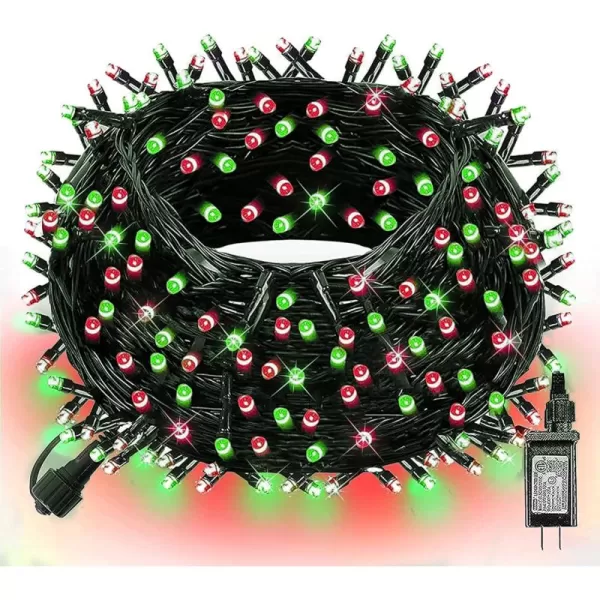 Dazzle Bright 300 LED Christmas String Lights 100 FT Connectable Waterproof String Lights Green Wire with 8 Modes Xmas Vintage Decorations for Indoor Outdoor Party Yard Garden Decor BlueRed and Green