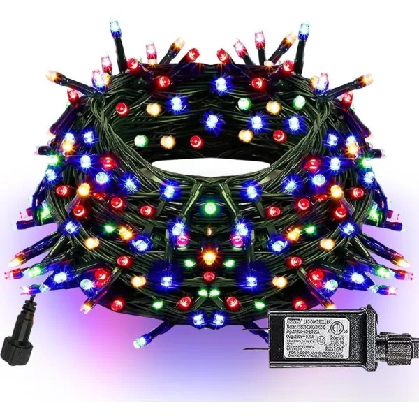 Dazzle Bright 300 LED Christmas String Lights 100 FT Connectable Waterproof String Lights Green Wire with 8 Modes Xmas Vintage Decorations for Indoor Outdoor Party Yard Garden Decor BlueMulticolor