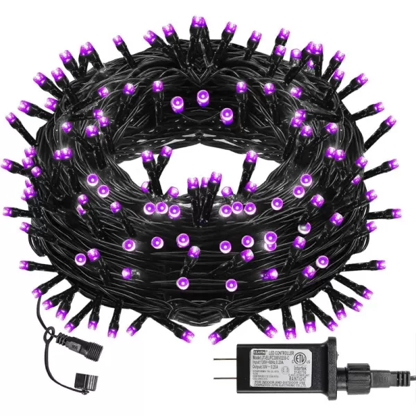 Dazzle Bright 300 LED Christmas String Lights 100 FT Connectable Waterproof String Lights Green Wire with 8 Modes Xmas Vintage Decorations for Indoor Outdoor Party Yard Garden Decor BluePurple