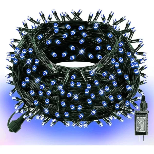 Dazzle Bright 300 LED Christmas String Lights 100 FT Connectable Waterproof String Lights Green Wire with 8 Modes Xmas Vintage Decorations for Indoor Outdoor Party Yard Garden Decor BlueBlue