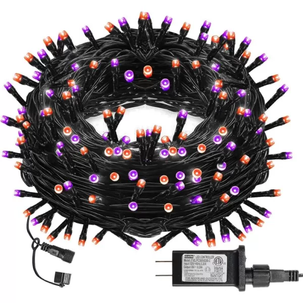 Dazzle Bright Christmas String Lights 66FT 200 LED Connectable Green Wire 8 Modes String Lights Waterproof Christmas Lights for Indoor Outdoor Patio Party Wedding Decorations Warm WhitePurple and Orange