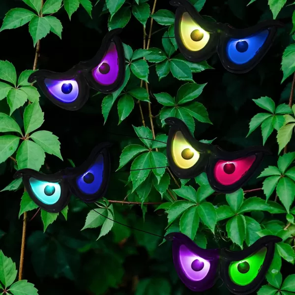 Dazzle Bright 10 LED RGB Flashing Eyes Halloween Decorations Battery Operated Light up Waterproof Halloween Lights for Indoor Outdoor Room Yard Garden Party