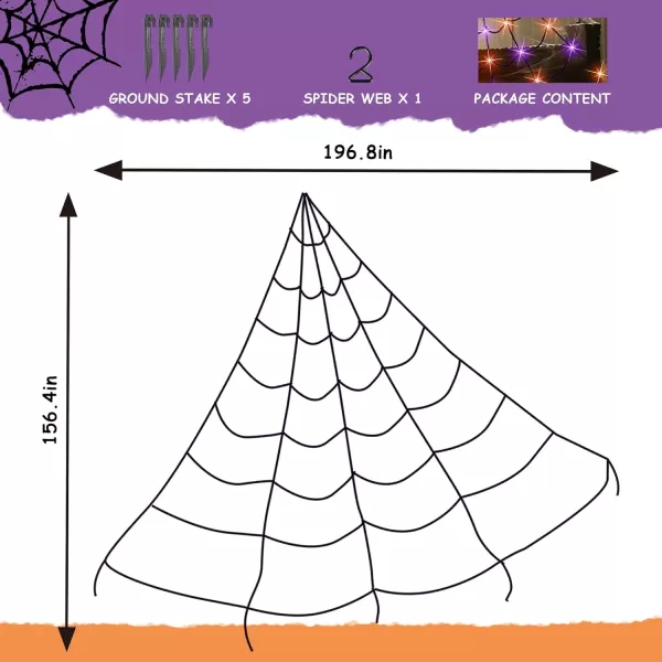 Dazzle Bright 135 LED Spider Web Halloween Lights 16FT x 13FT Giant Halloween Decorations for Indoor Outdoor House Garden Yard Party Purple ampamp Orange