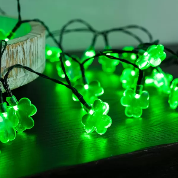 Dazzle Bright 2 Pack 50 LED St Patricks Day Shamrock String Light Battery Operated Clover String Lights with 8 Lighting Modes ThreeLeaf Lucky Clover Green Lights for Party Home Decor