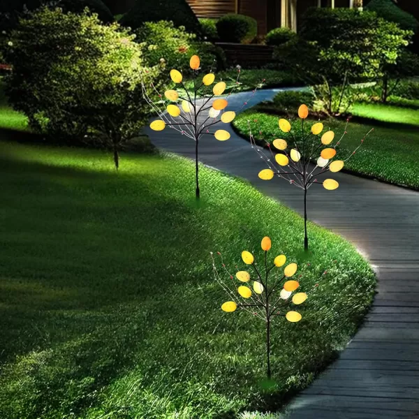 Dazzle Bright 3 Pack 30 LED Easter Egg Floral Outdoor Decorations 29 inch Artificial Stems Branches with Berries Battery Operated Easter Pathway Marker Stakes for Yard Lawn Garden Home Decor