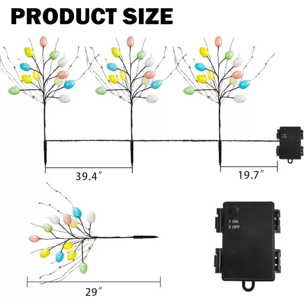 Dazzle Bright 3 Pack 30 LED Easter Egg Floral Outdoor Decorations 29 inch Artificial Stems Branches with Berries Battery Operated Easter Pathway Marker Stakes for Yard Lawn Garden Home Decor