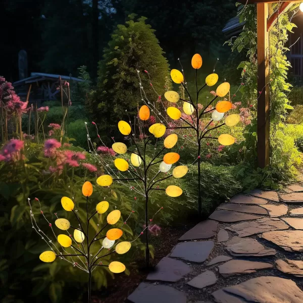 Dazzle Bright 3 Pack 30 LED Easter Egg Floral Outdoor Decorations 29 inch Artificial Stems Branches with Berries Battery Operated Easter Pathway Marker Stakes for Yard Lawn Garden Home Decor