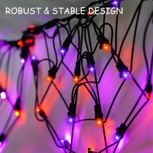 Dazzle Bright 3 Pack 60 LED Halloween Spider Web Lights 42FT Connectable Waterproof Lights Metal Halloween Xmas Decorations for Indoor Outdoor Garden Yard Party Purple and Orange