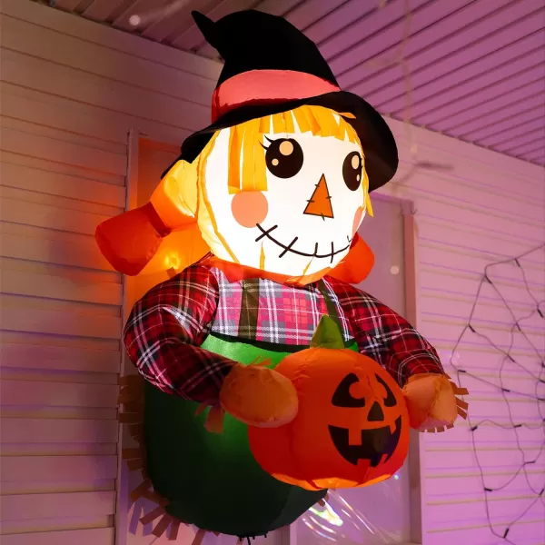 Dazzle Bright 35 FT Scarecrow InflatableThanksgiving Halloween Blow Up Decorations Light Up Inflatable with Buildin LED for Party Indoor Outdoor Yard Garden Lawn Decor