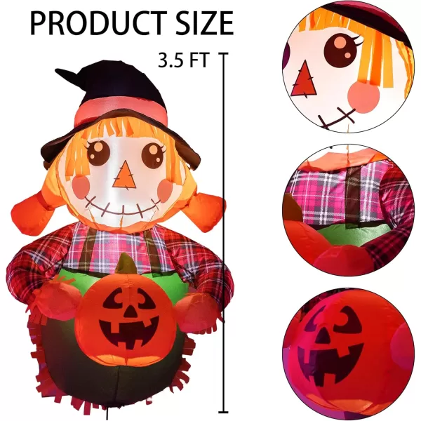 Dazzle Bright 35 FT Scarecrow InflatableThanksgiving Halloween Blow Up Decorations Light Up Inflatable with Buildin LED for Party Indoor Outdoor Yard Garden Lawn Decor