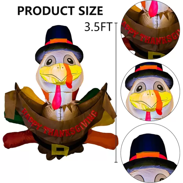 Dazzle Bright 35 FT Thanksgiving Inflatable Decorations Outdoor Turkey Broke Out from Window with Buildin LED Blow Up Inflatable Decoration for Thanksgiving Party Yard Garden Lawn DecorTurkey