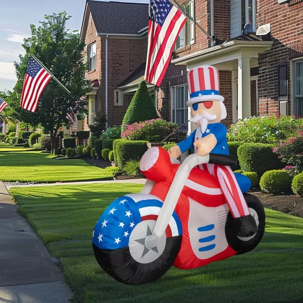 Dazzle Bright 4th of July Inflatable Decorations 6FT Uncle Sam on Motorcycle PreLit LED Independence Day Decor Blow Up Patriotic Memorial Day Decorations for Indoor Outdoor Lawn Yard Garden