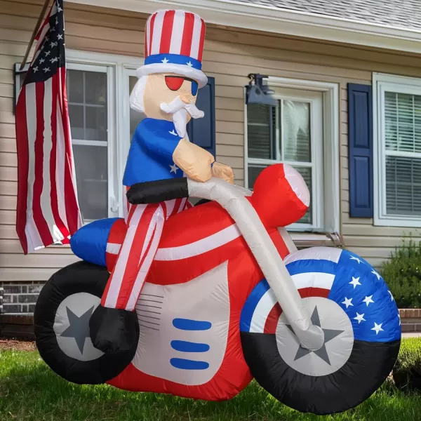 Dazzle Bright 4th of July Inflatable Decorations 6FT Uncle Sam on Motorcycle PreLit LED Independence Day Decor Blow Up Patriotic Memorial Day Decorations for Indoor Outdoor Lawn Yard Garden