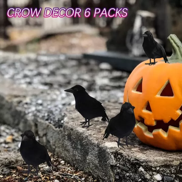 Dazzle Bright 6Pack Halloween Black Feathered Crows Decor Holiday Decoration for Indoor Outdoor Home Yard Garden Party Carnival Supplies12 Pack