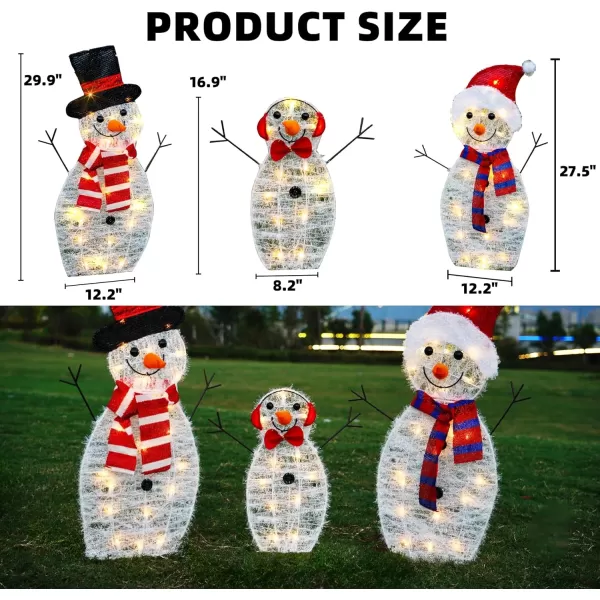 Dazzle Bright Christmas Lighted Snowman Family Outdoor Decoration 55 L 3Piece Waterproof Plug in 2D Snowman for Yard Patio Lawn Garden Party Decor 205X9X295InchLarge Warm White