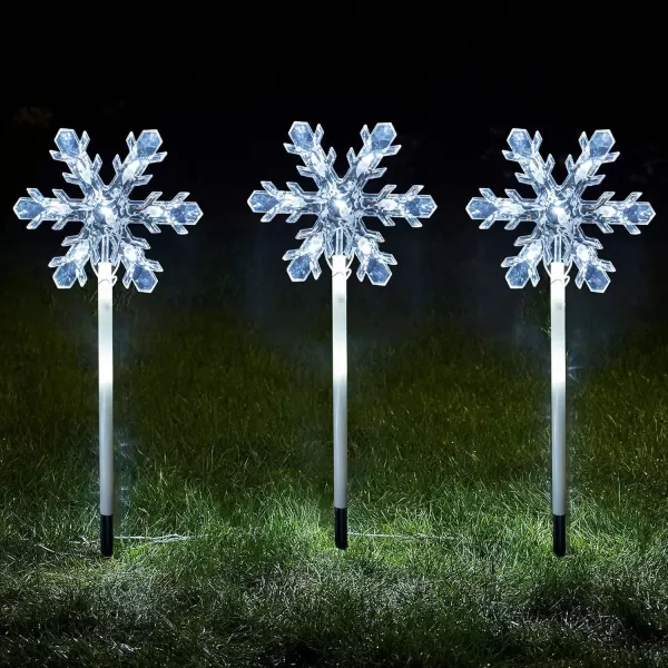 Dazzle Bright Christmas Lights Outdoor Decorations 75FT Set of 5 Christmas Snowflake Pathway Lights Waterproof Plug in White Christmas Pathway Marker Stakes for Yard Lawn Garden Decor