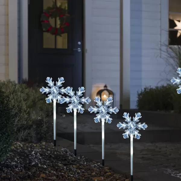 Dazzle Bright Christmas Lights Outdoor Decorations 75FT Set of 5 Christmas Snowflake Pathway Lights Waterproof Plug in White Christmas Pathway Marker Stakes for Yard Lawn Garden Decor