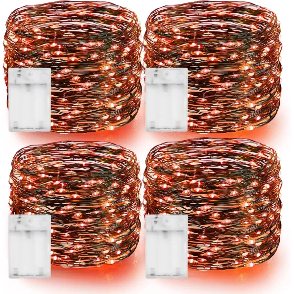 Dazzle Bright Fairy Lights Battery Operated 4 Pack Total 80FT 240LED Silver Wire Waterproof Battery Operated String Lights Christmas Decorations for Indoor Outdoor Bedroom Yard Decor BlueOrange