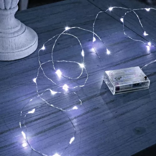 Dazzle Bright Fairy Lights Battery Operated 4 Pack Total 80FT 240LED Silver Wire Waterproof Battery Operated String Lights Christmas Decorations for Indoor Outdoor Bedroom Yard Decor BlueWhite