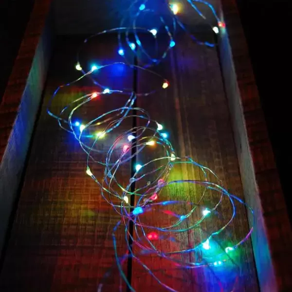 Dazzle Bright Fairy Lights Battery Operated 4 Pack Total 80FT 240LED Silver Wire Waterproof Battery Operated String Lights Christmas Decorations for Indoor Outdoor Bedroom Yard Decor BlueMulticolor