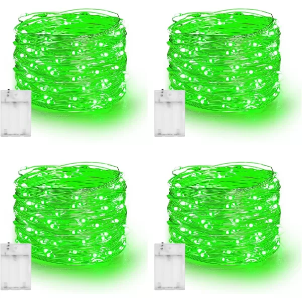 Dazzle Bright Fairy Lights Battery Operated 4 Pack Total 80FT 240LED Silver Wire Waterproof Battery Operated String Lights Christmas Decorations for Indoor Outdoor Bedroom Yard Decor BlueGreen