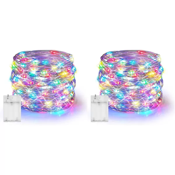 Dazzle Bright Fairy Lights Battery Operated 4 Pack Total 80FT 240LED Silver Wire Waterproof Battery Operated String Lights Christmas Decorations for Indoor Outdoor Bedroom Yard Decor BlueMulticolor